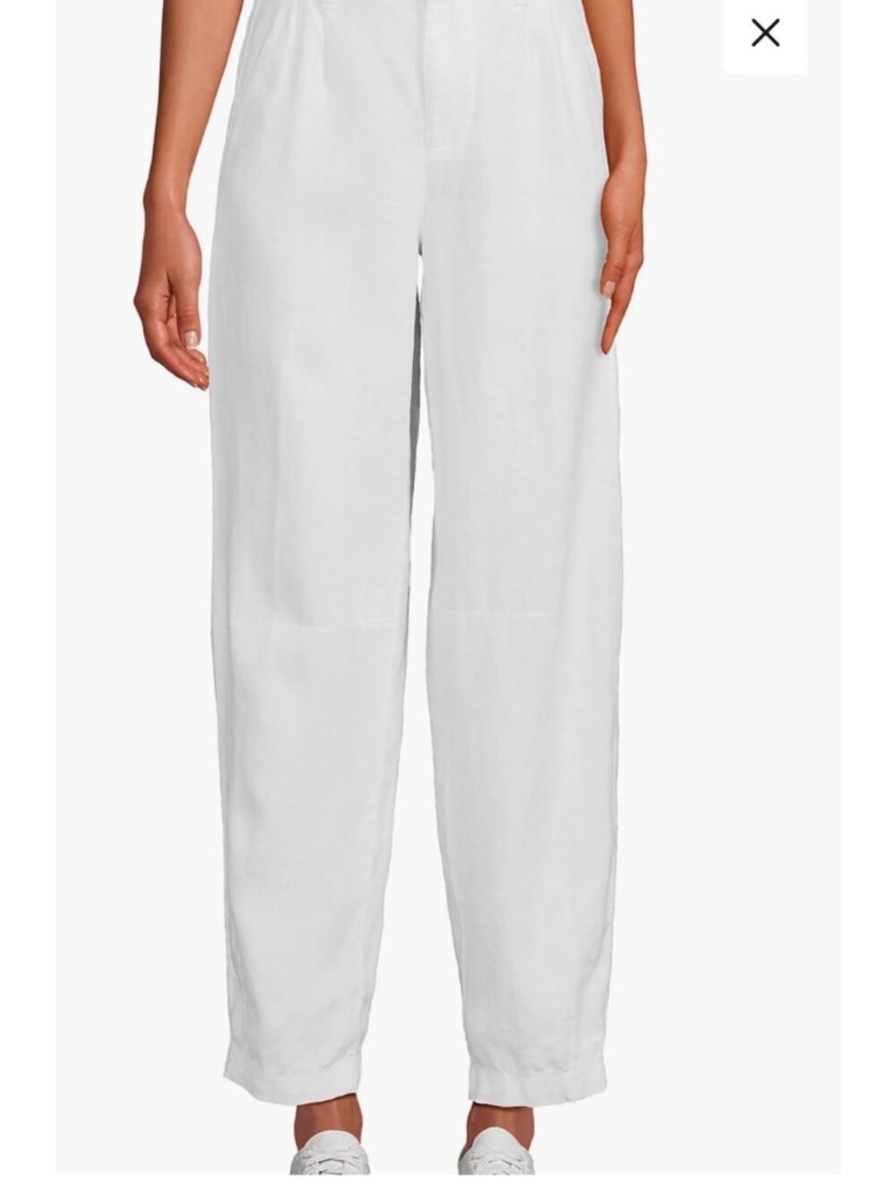 Lands End White High Rise 100% Linen 10 Pants Coastal Beach Resort Summer boho